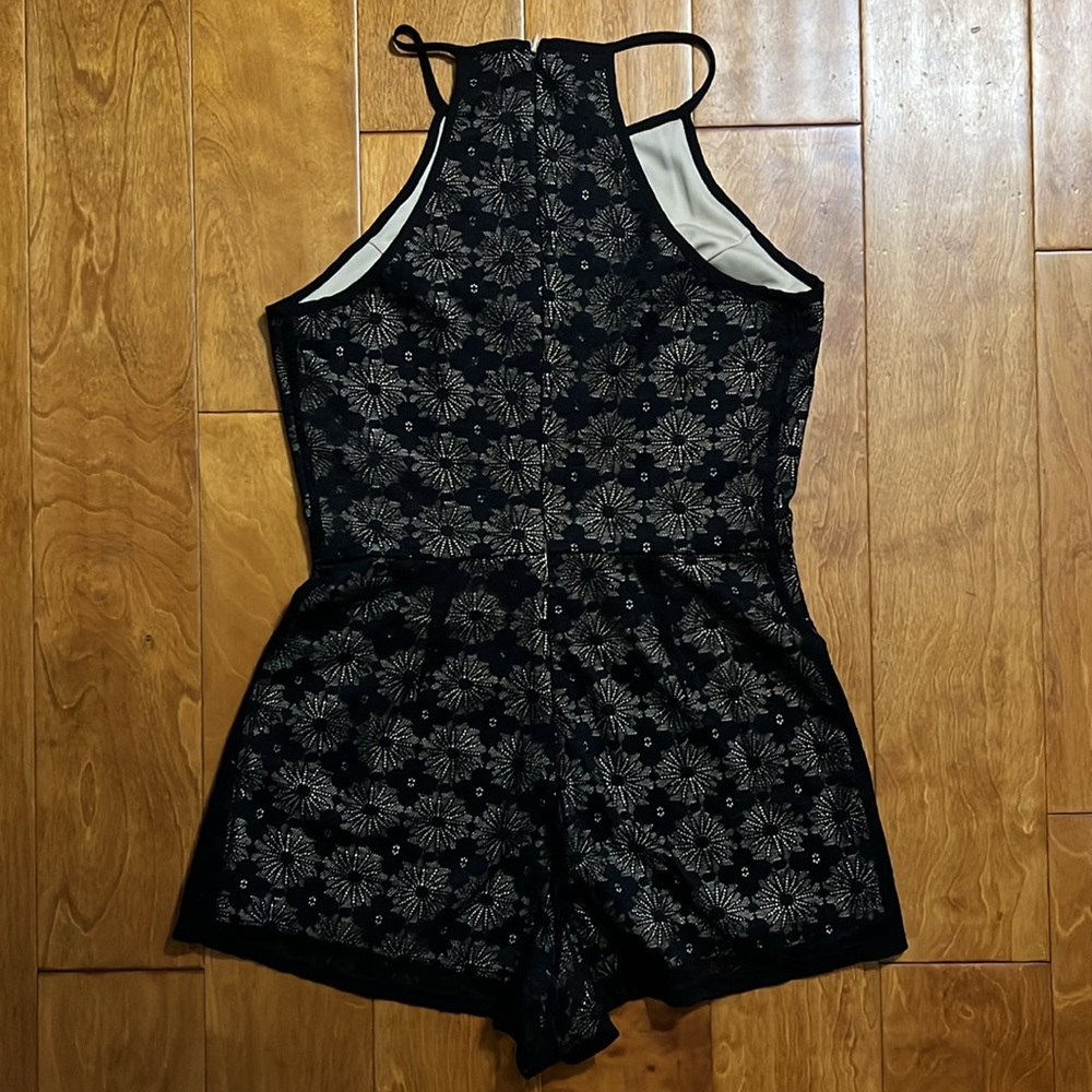 Bleuh Ciel Black Floral Lace Halter Romper Women’s Small Whimsigoth GNO Y2K - Picture 9 of 11